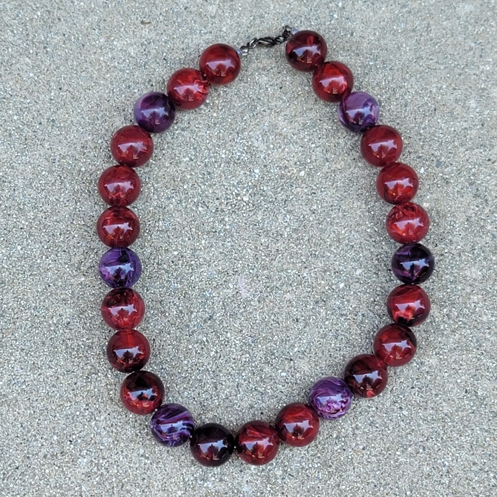 Vtg Acrylic Multicolor Large Beaded Choker Necklace - Picture 2 of 5